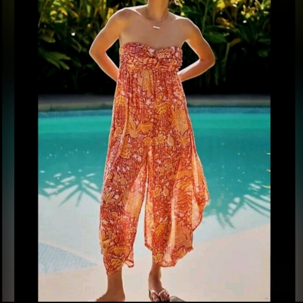Anthropologie Harem Paisley Floral Sleeveless Romper Women's Small Jumper Cover